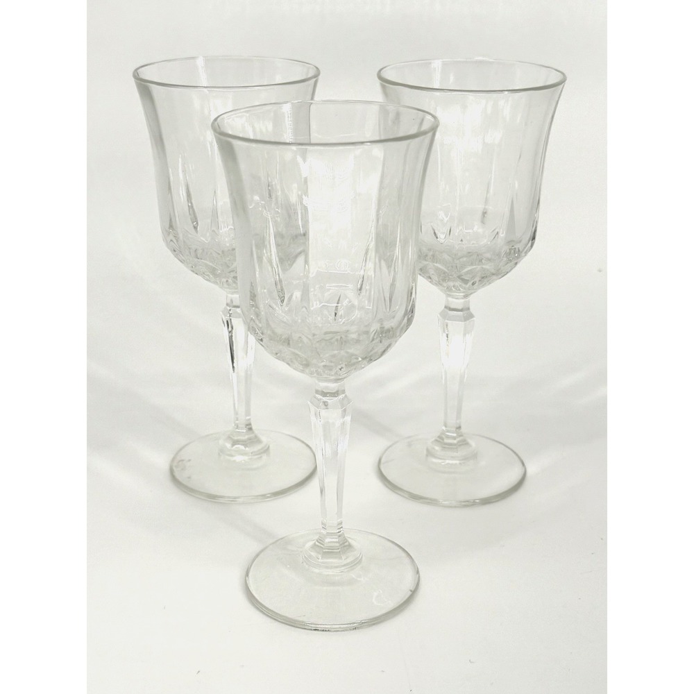 St George American Heritage Crystal Wine Glasses Set of 3 Long Stemware 7" Tall